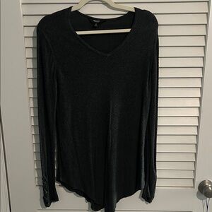 Simply Vera Vera Wang Charcoal Long Sleeve V-Neck Top